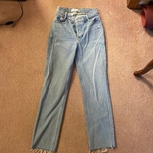 Abercrombie & Fitch the Dad High Rise size 24 worn 3 times cropped raw hem.